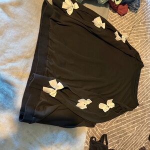 SHEIN Black Sweater with White Bows